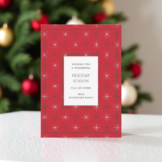 Retro rood groen Mid Century Modern Holiday Kaart