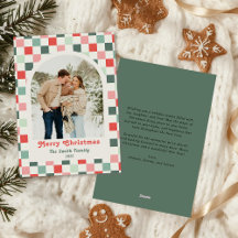 Retro rood groen schaakbord foto boog kerst
