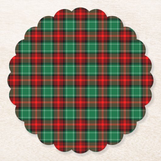 Retro Rood Groen Vakantie Plaid Pattern Onderzette Kartonnen Onderzetters (Voorkant)