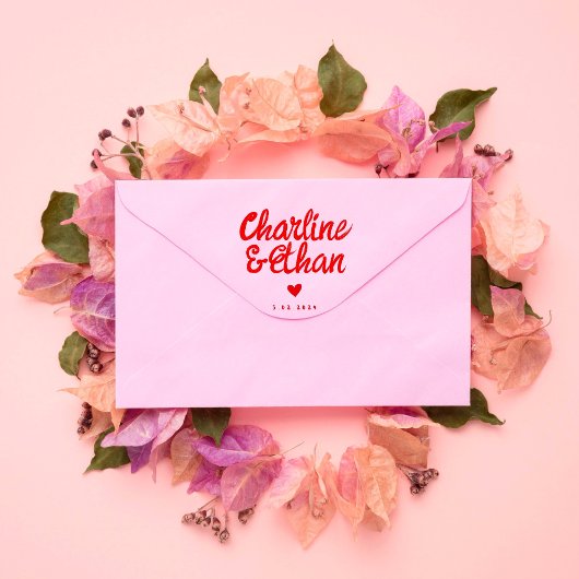 Retro rood handschrift bruiloft 	rubberstempel