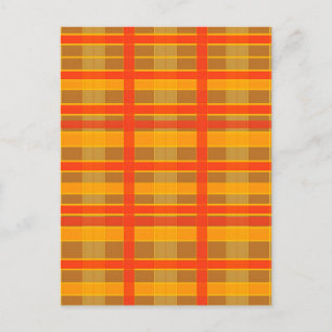 Retro rood-oranje geruite patroon briefkaart