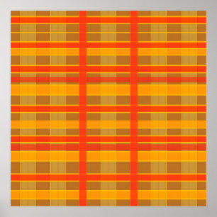 Retro rood-oranje geruite patroon poster