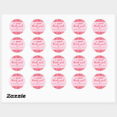 Retro Rood & Roze Bachelorette Dank u gunst Ronde Sticker (Vel)