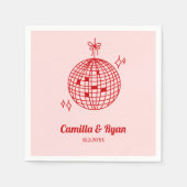 Retro Rood & Roze Disco Bruiloft Decor Servetten (Voorkant)