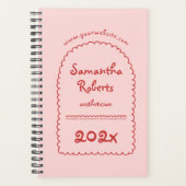Retro Rood & Roze Doodle Handgeschreven Girly 2026 Planner (Voorkant)