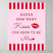 Retro rood & roze Raad hoeveel kussen spel teken Poster (Voorkant)