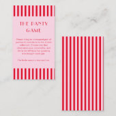 Retro rood & roze strepen The Panty Game  Informatiekaartje (Voorkant / Achterkant)