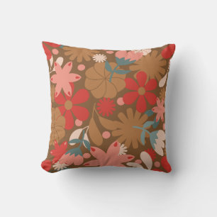 Retro Rood Vintage Bloemmotief Kussen