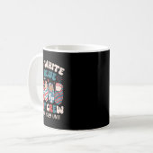 Retro rood wit blauw koffiemok (Voorkant links)