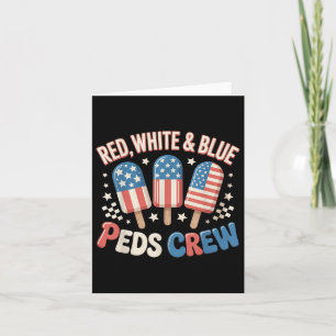 Retro Rood Wit Blauw Peds Crew Ice Cream US Vlag 4 Kaart
