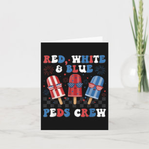 Retro Rood Wit Blauw Peds Crew Ice Cream US Vlag 4 Kaart