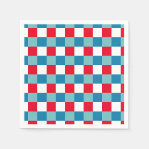Retro rood wit blauw tartan ruitjespatroon 4 juli servet