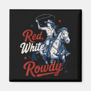 Retro Rood Wit En Wild 4 Juli Rodeo Magneet