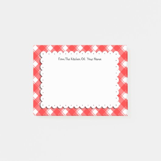 Retro Rood Wit Plaid Controleert Aangepaste Post I Post-it® Notes (Voorkant)