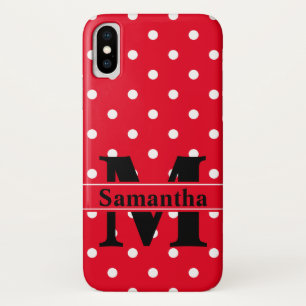 Retro Rood Wit Stippen, Persoonlijk iPhone X Hoesje