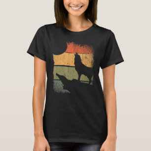 Retro Roofdier Bosdier Huilende Wolf T-shirt