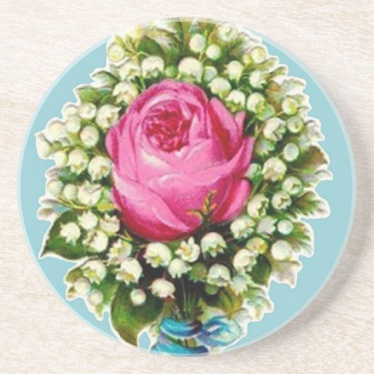 Retro Roos Floral Bouquet Onderzetter (Voorkant)