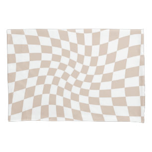 Retro Roos Zand Roze Stempel Afgevuurd Checkerboar Kussensloop