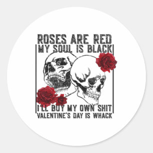 Retro Roos zijn rood Mijn ziel is zwart skelet Ronde Sticker