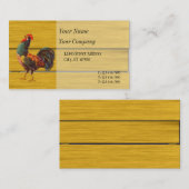 Retro Rooster Faux Wood Aangepaste Visitekaartjes (Voorkant / Achterkant)