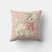 Retro roroze linnen met Cute Baby Lamb Kussen (Achterkant)