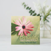 Retro Rose Daisy Flower Invitations d'anniversaire (Debout devant)