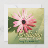 Retro Rose Daisy Flower Invitations d'anniversaire (Devant)
