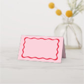 Retro rose et rouge Squiggle Nom Wavy Cartes (Dos)