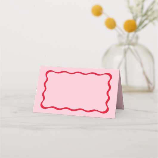 Retro rose et rouge Squiggle Nom Wavy Cartes (Dos)