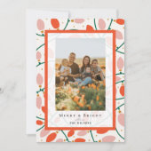 Rétro rose feux de Noël Carte photo de vacances (Devant)