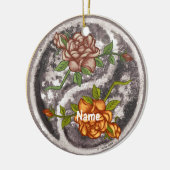 Retro Roses Yin Yang Keramisch Ornament (Links)