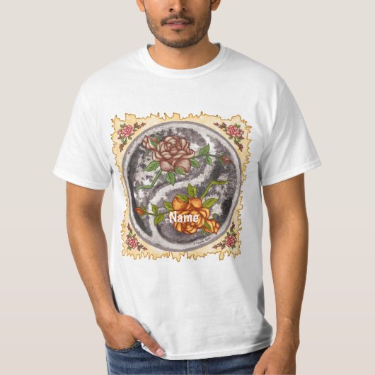 Retro Roses Yin Yang T-shirt (Voorkant)