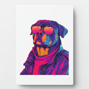 Retro Rottweiler � 80s Neon Sfeer Hond Fotoplaat