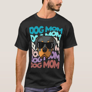 Retro Rottweiler Dog Mam Zonnebrillen T-shirt