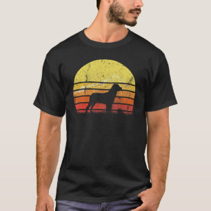retro Rottweiler Dog Silhouette Sunset Dis T-shirt
