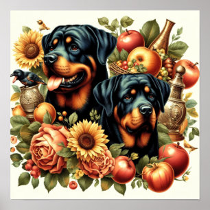 Retro Rottweiler Schilderen Poster