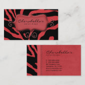 Rétro rouge de zèbre de carte de visite de spa de (Devant / Derrière)