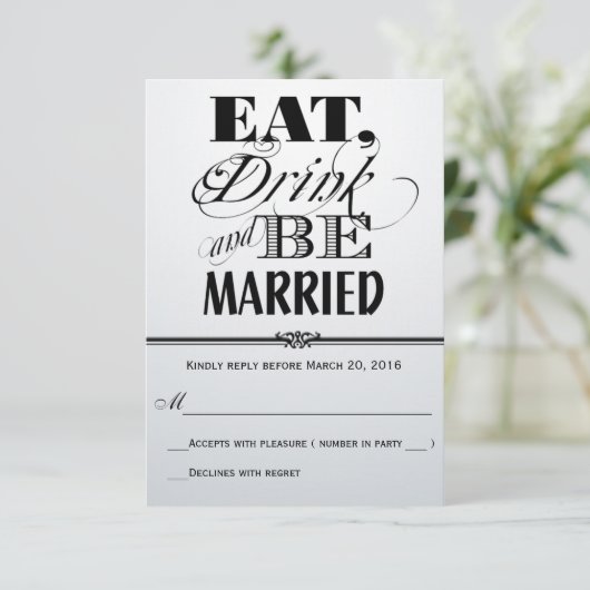 Retro Rouge-Noir-Blanc Manger Boire Marié RSVP (Debout devant)