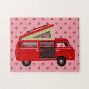 RETRO ROUGE POPUP VAN HIPPIE VAN PUZZLE DÉFI