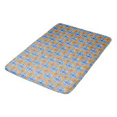 Retro Round Tegels Mexico Daisy Pattern Blue Oranj Badmat (Gekanteld)