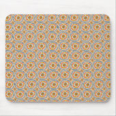 Retro Round Tegels Mexico Daisy Pattern Oranje BLu Muismat (Voorkant)