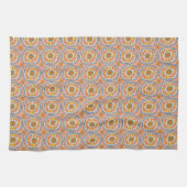 Retro Round Tegels Mexico Daisy Pattern Peach Theedoek (Horizontaal)