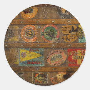 Retro Round the World Trunk Ronde Sticker