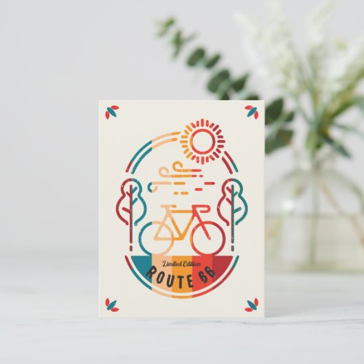 Retro Route 66 Fietsroute Briefkaart (Staand voorkant)