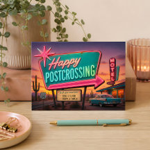 Retro Route 66 Gelukkig Postcrossing Desert Motel