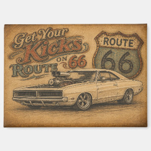 Retro Route 66 Koelkastmagneet Magneet