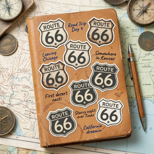 Retro Route 66 Schild 16 Stickerblad Verweerd Sticker