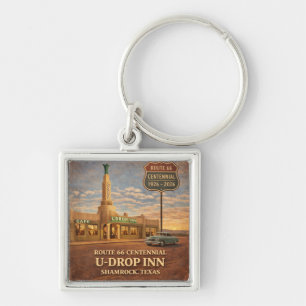 Retro Route 66 Shamrock Texas Wegkant Cadeau Sleutelhanger