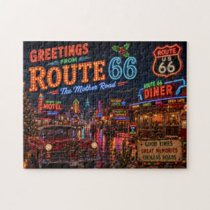 Retro Route 66 Vakantie Neon Avontuur Legpuzzel