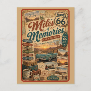 Retro Route 66 Wegreis Reis Collage Briefkaart